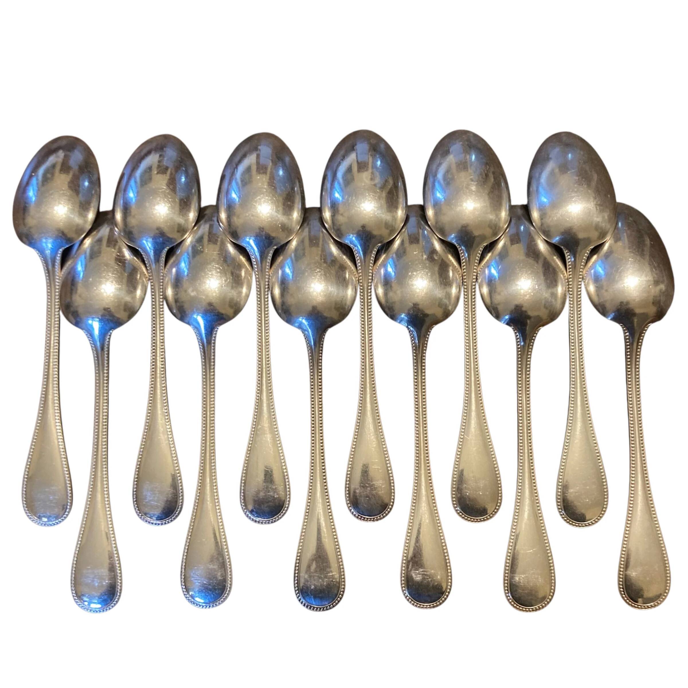 Christofle house model pearls 12 large table spoons