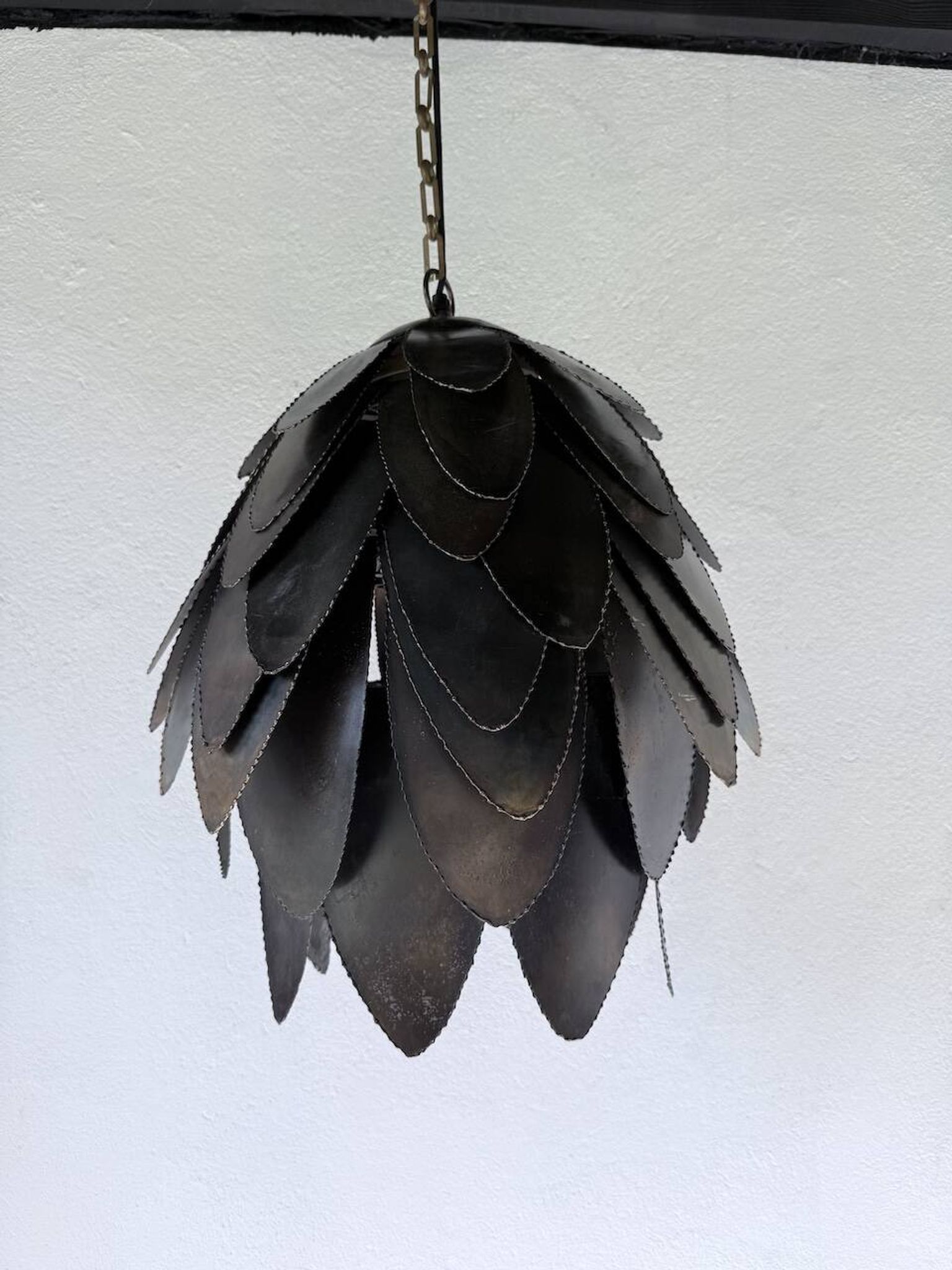 Brutalist suspension Jansen metal welded flower