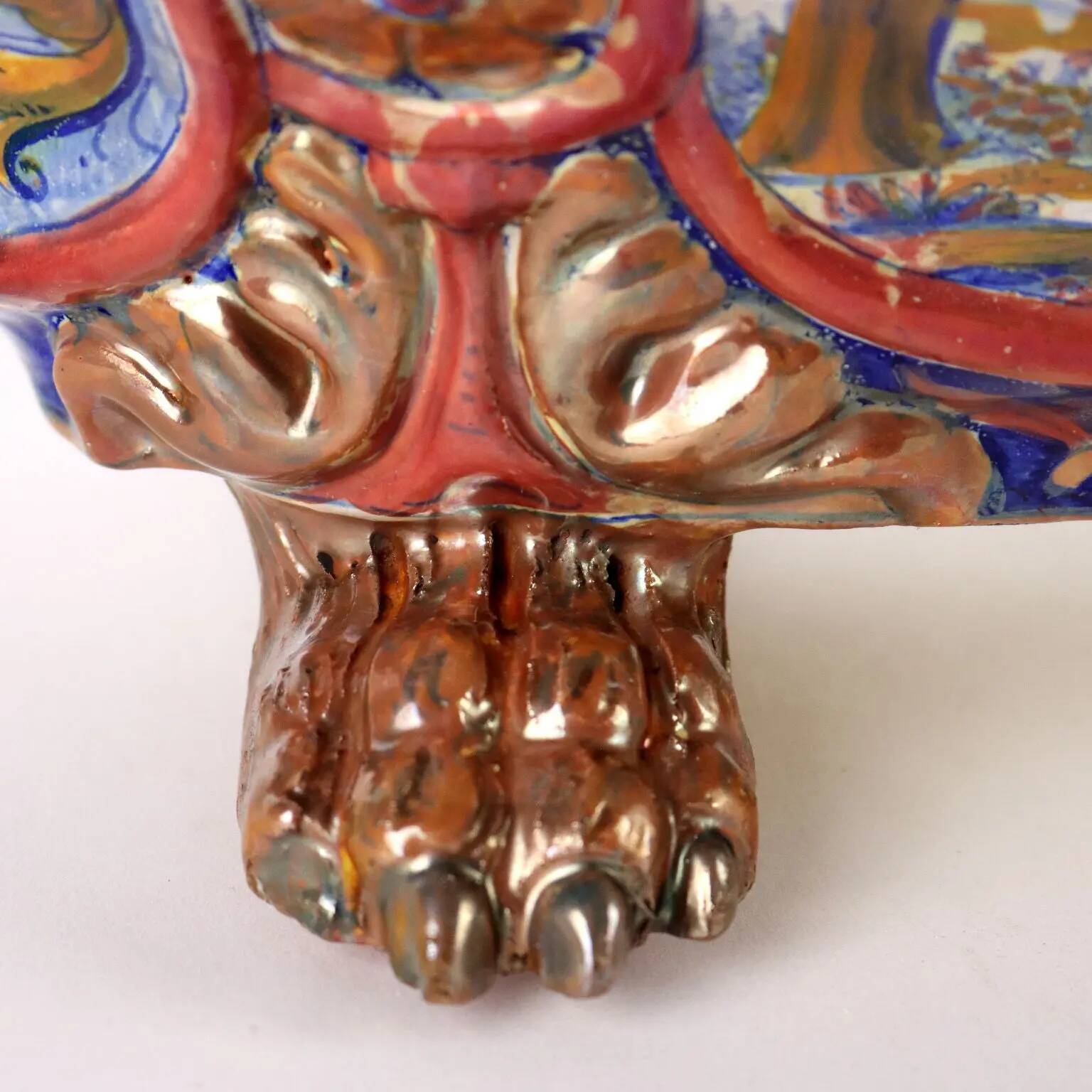 Antique jardinière in majolica Man. Santarelli Gualdo Tadini Italy 1920s