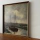 Peinture à l'huile de voilier vintage signée
