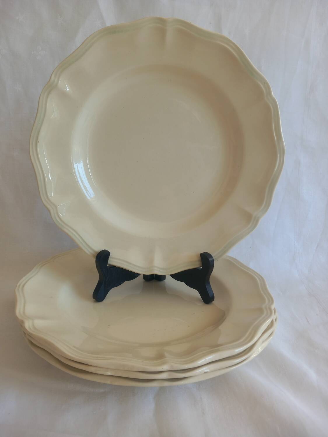 Set of 4 Digoin Sarreguemines Soup Plates – Ivory French Ironstone