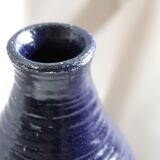 Blue grooved vase