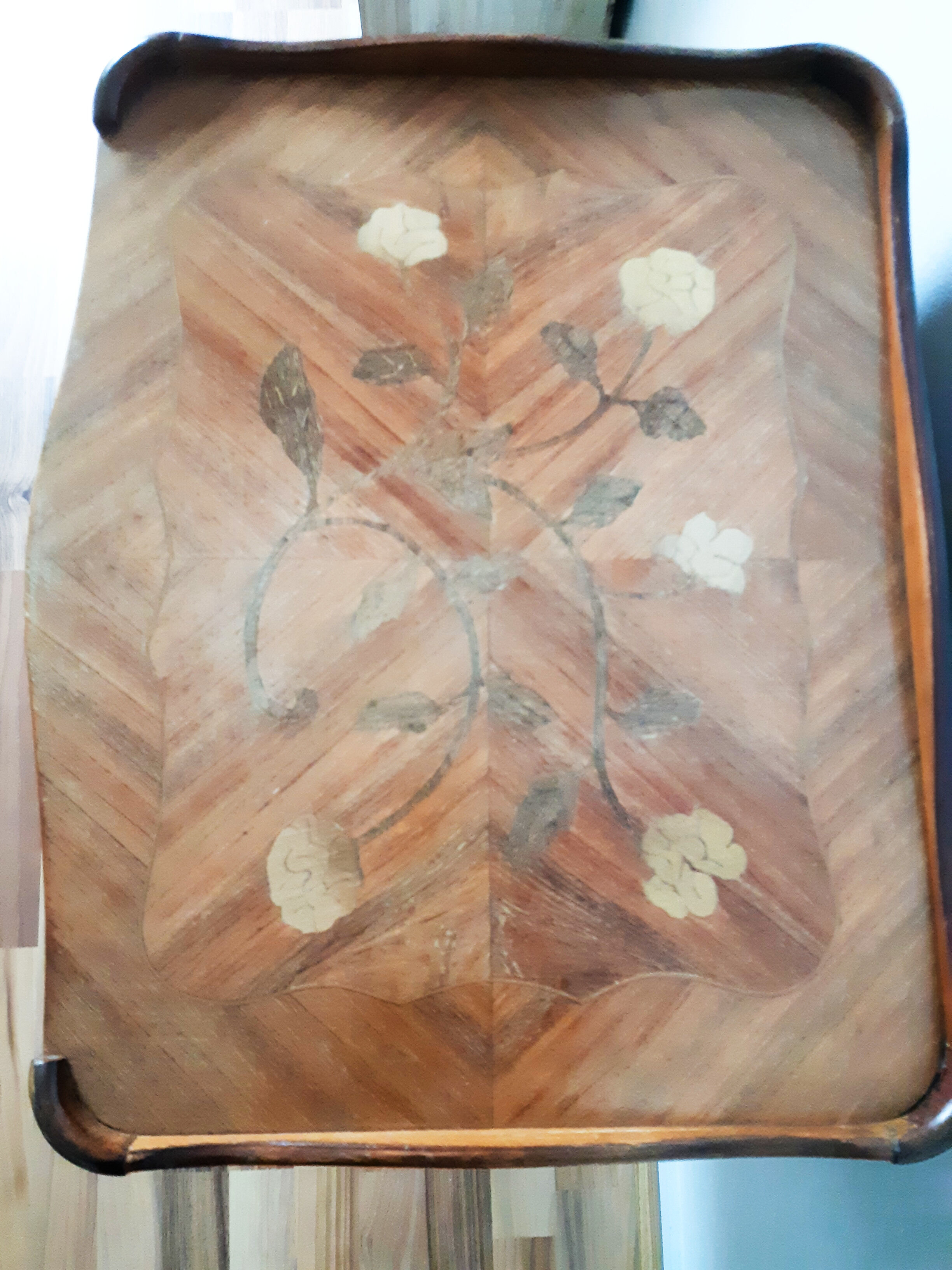 Bedside Louis XVI style wood, marquetry, vintage French