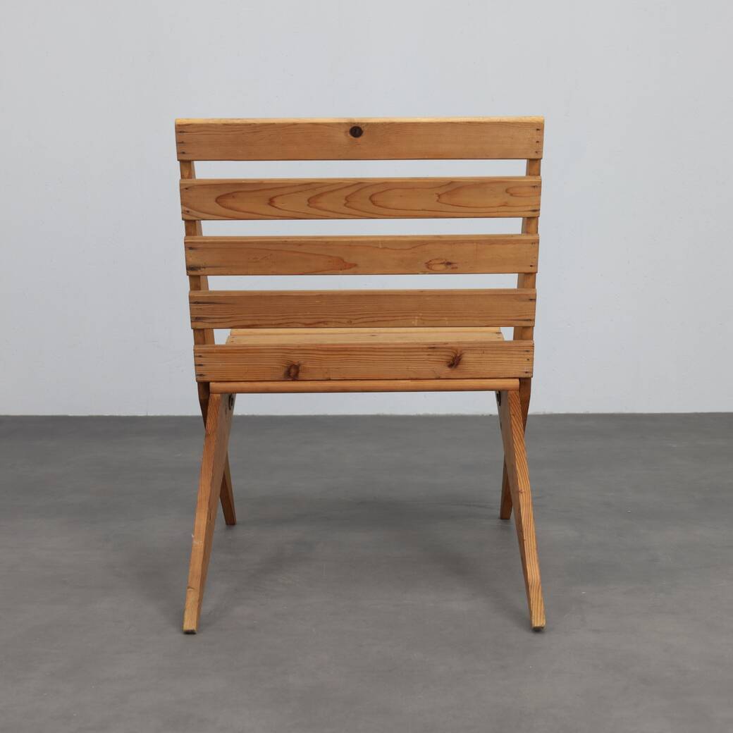 Folding chair “Scissors” in slatted pinewood, 1970s