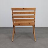 Folding chair “Scissors” in slatted pinewood, 1970s