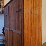 Wicker rattan bamboo wardrobe 1950 1960