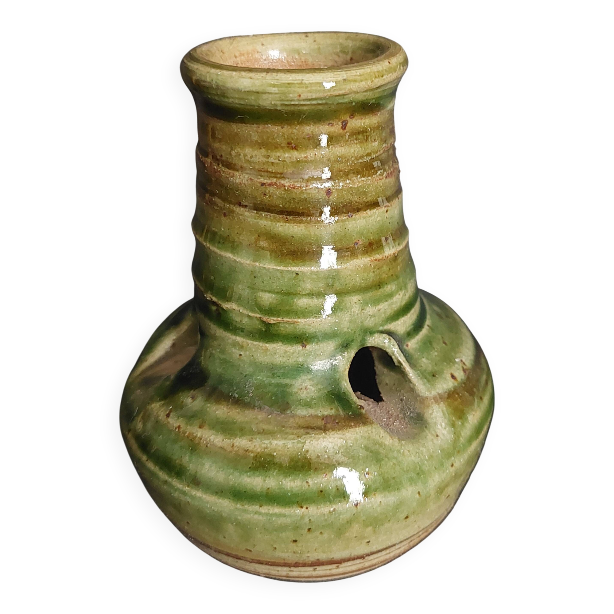 Monastic sandstone candle holder or tealight holder from Fontgombault Abbey, 20th century