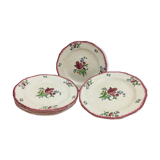 6 Flat plates in Earthenware of Gien with Flower Décor