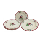 6 Flat plates in Earthenware of Gien with Flower Décor