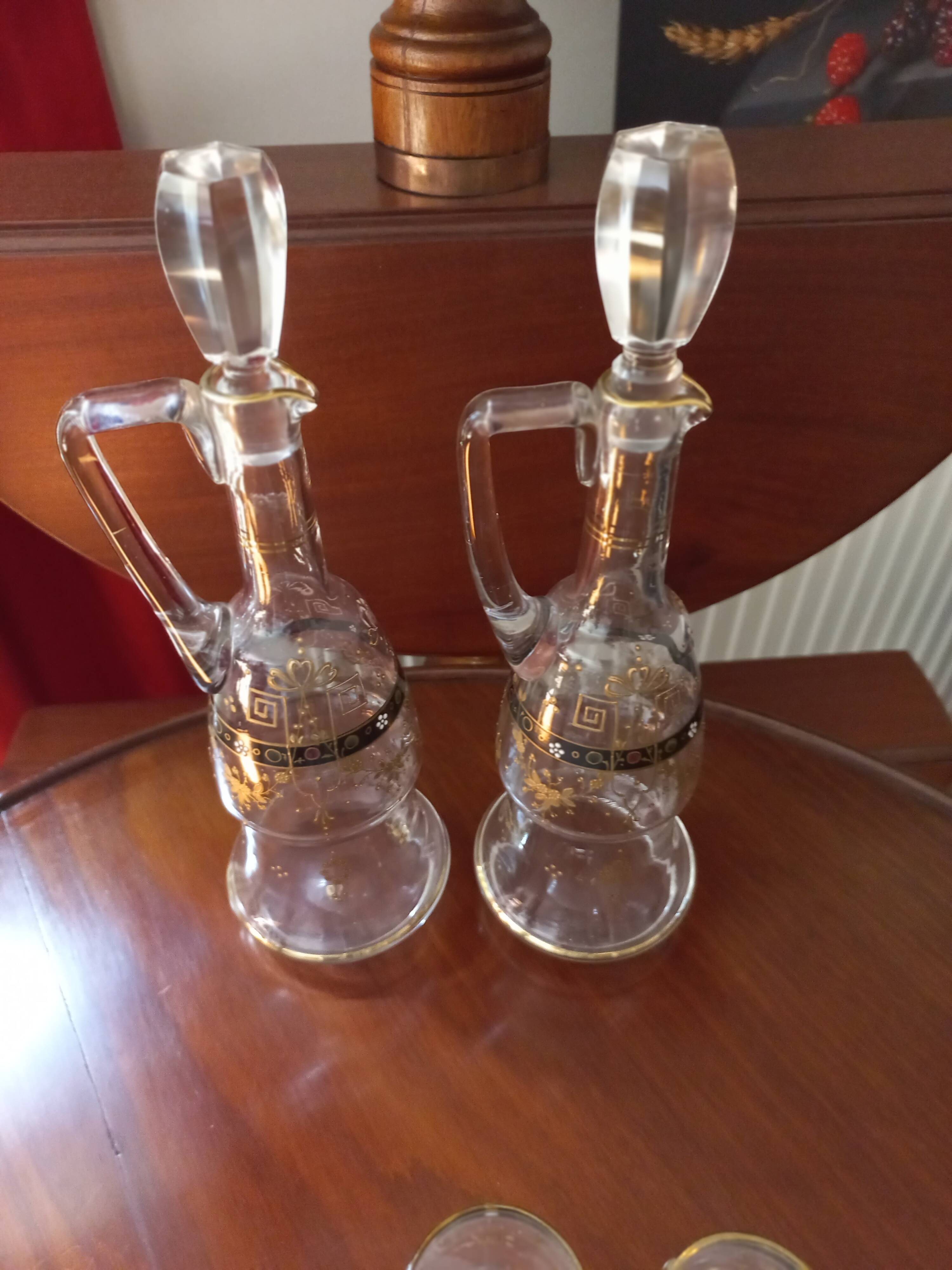 10-piece enameled crystal liqueur set