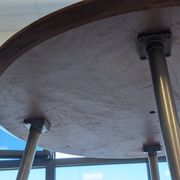 Vintage German round coffee table in sun veneer – W. Germany, an