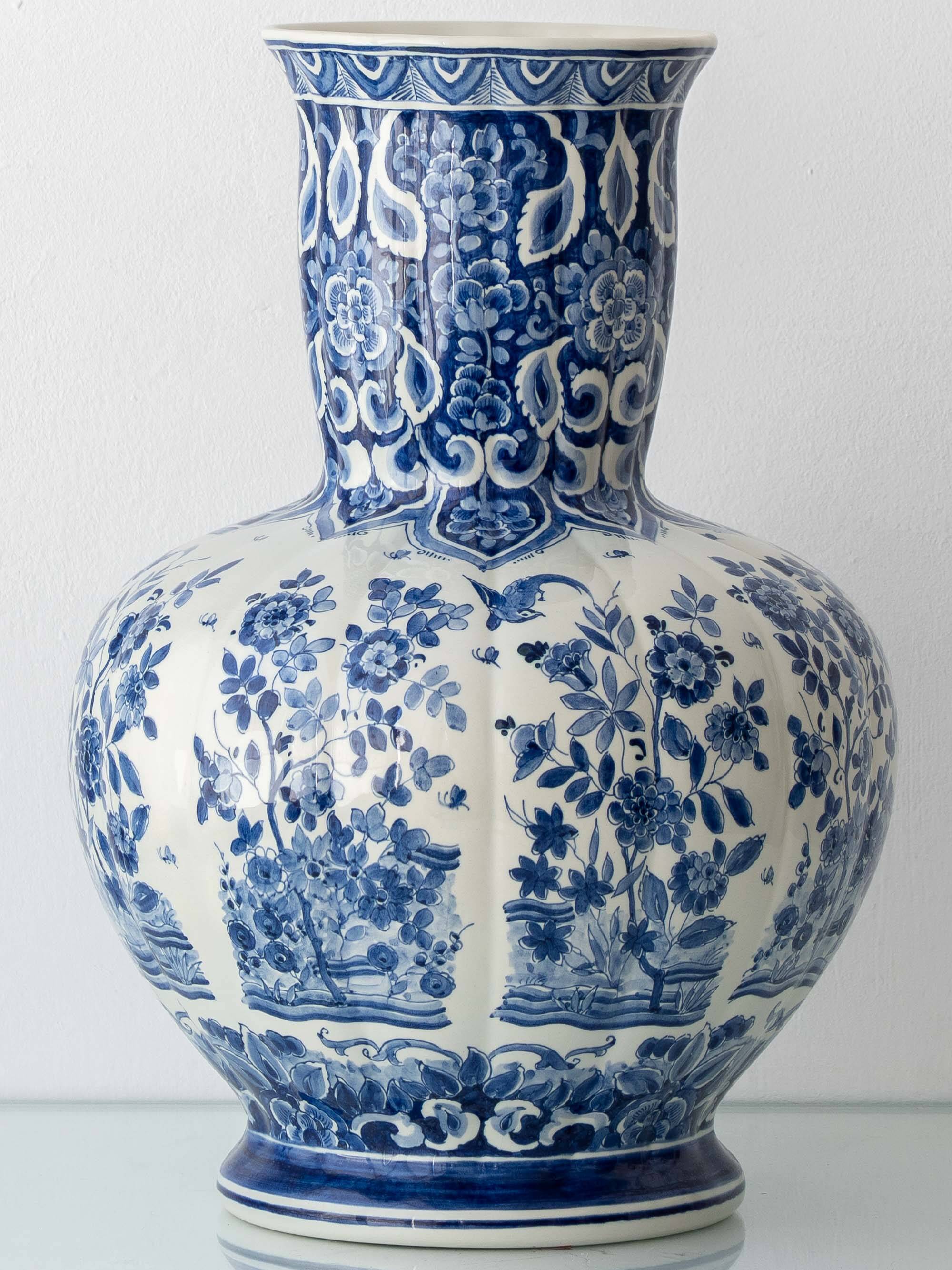 Delftware Floor Vase, Blue and White Chinoiserie by Plateelbakkerij RAM