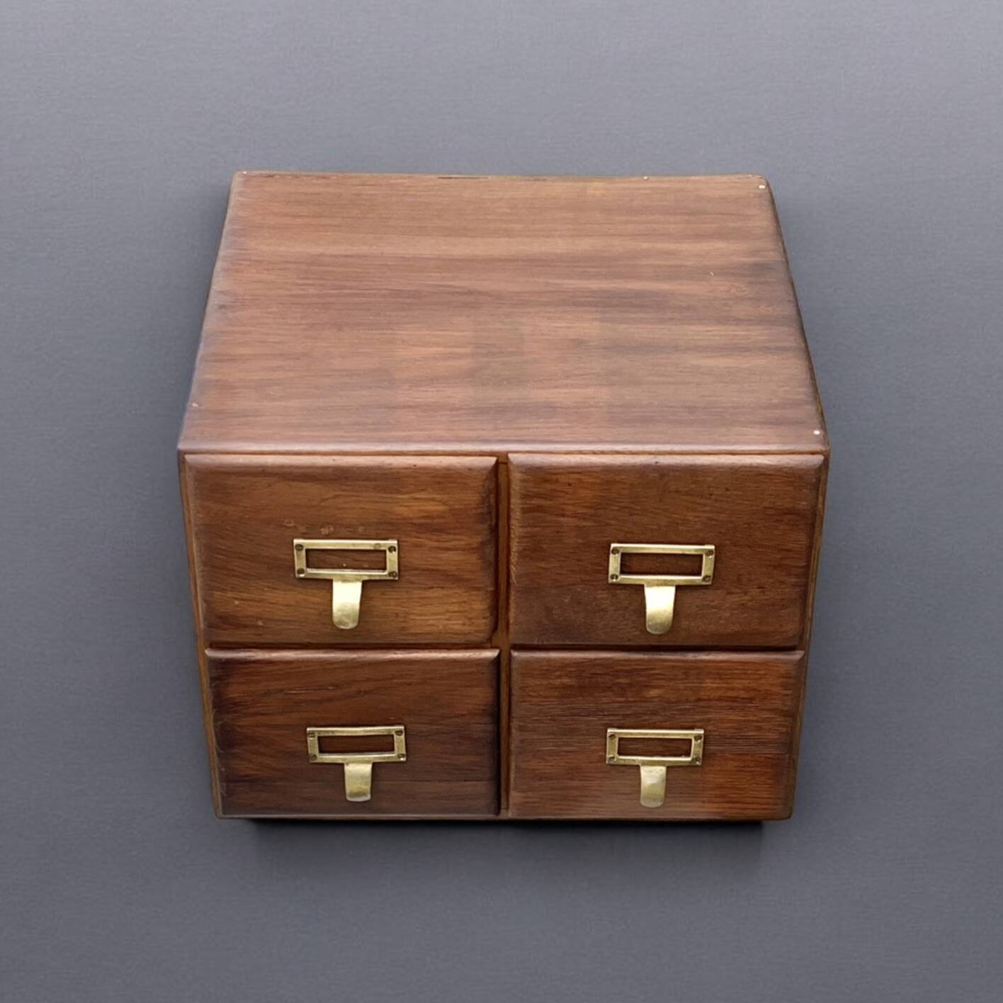 Old wooden desk cabinet - 4 drawers