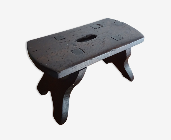 Tabouret de ferme bois brutaliste ancien