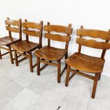 Vintage brutalist dining chairs, set of 4 - 1960s