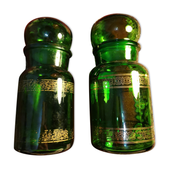 Paire de bocaux pharmacie vert