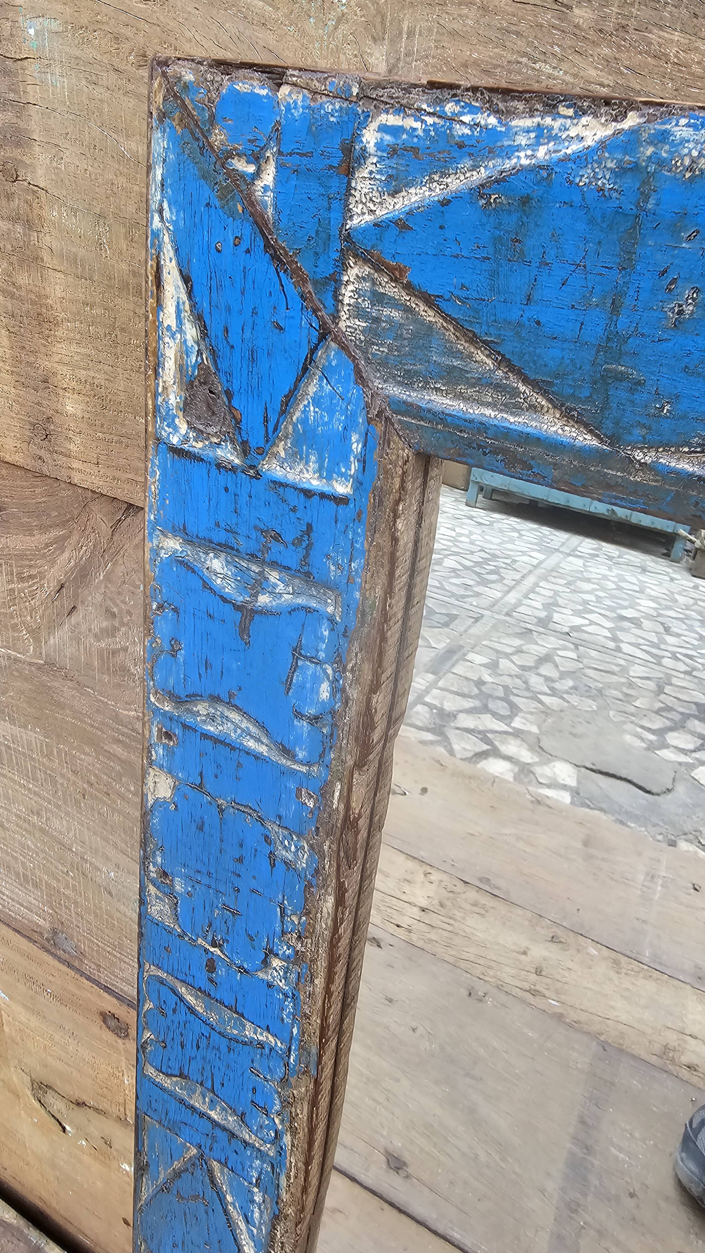 Antique Art Deco mirror in Burmese teak.