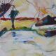 Modern Abstract Landscape, Oil on Canvas, Signed, Belgium, 1982