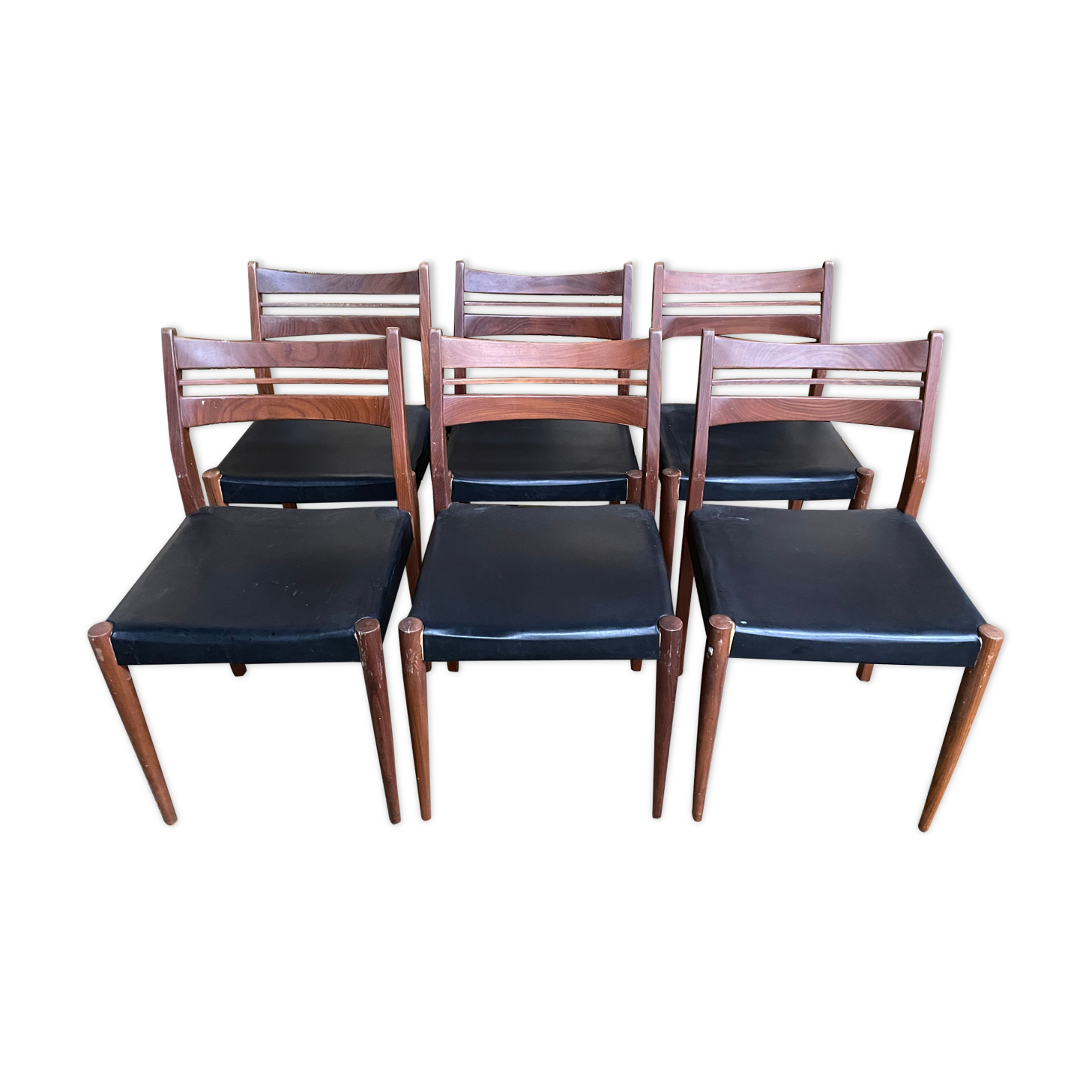 6 Scandinavian chairs in black Skaï