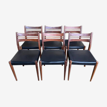 6 chaises scandinaves en skaï noir