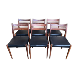 6 chaises scandinaves en skaï noir