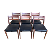 6 Scandinavian chairs in black Skaï