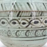 Pot couvert signé en grès, décor japonisant, années 70