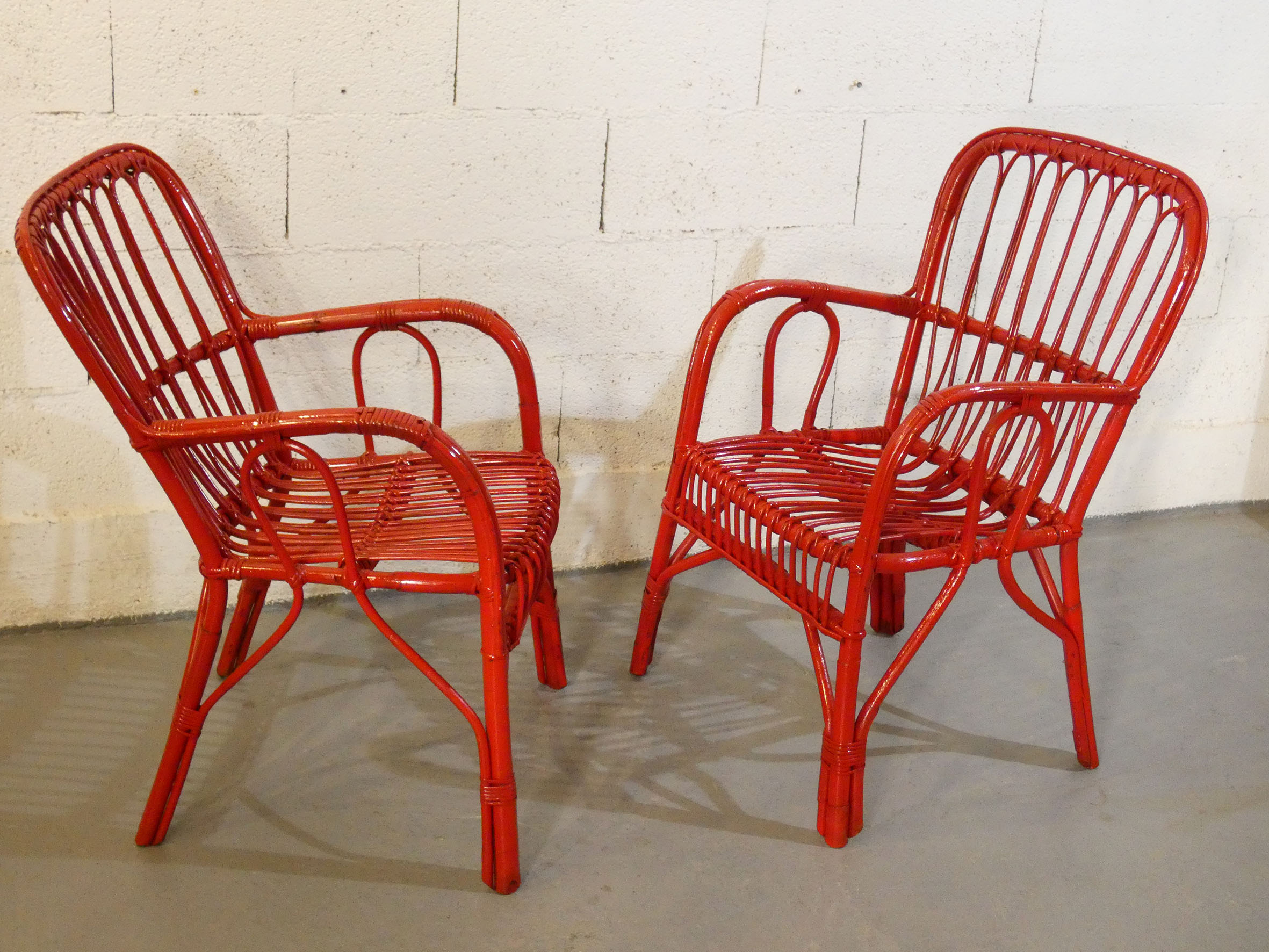 Pair of rattan chairs 1950