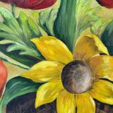 Large Table Bouquet of Flowers, Oil on Canvas, Signed Francine Dubo