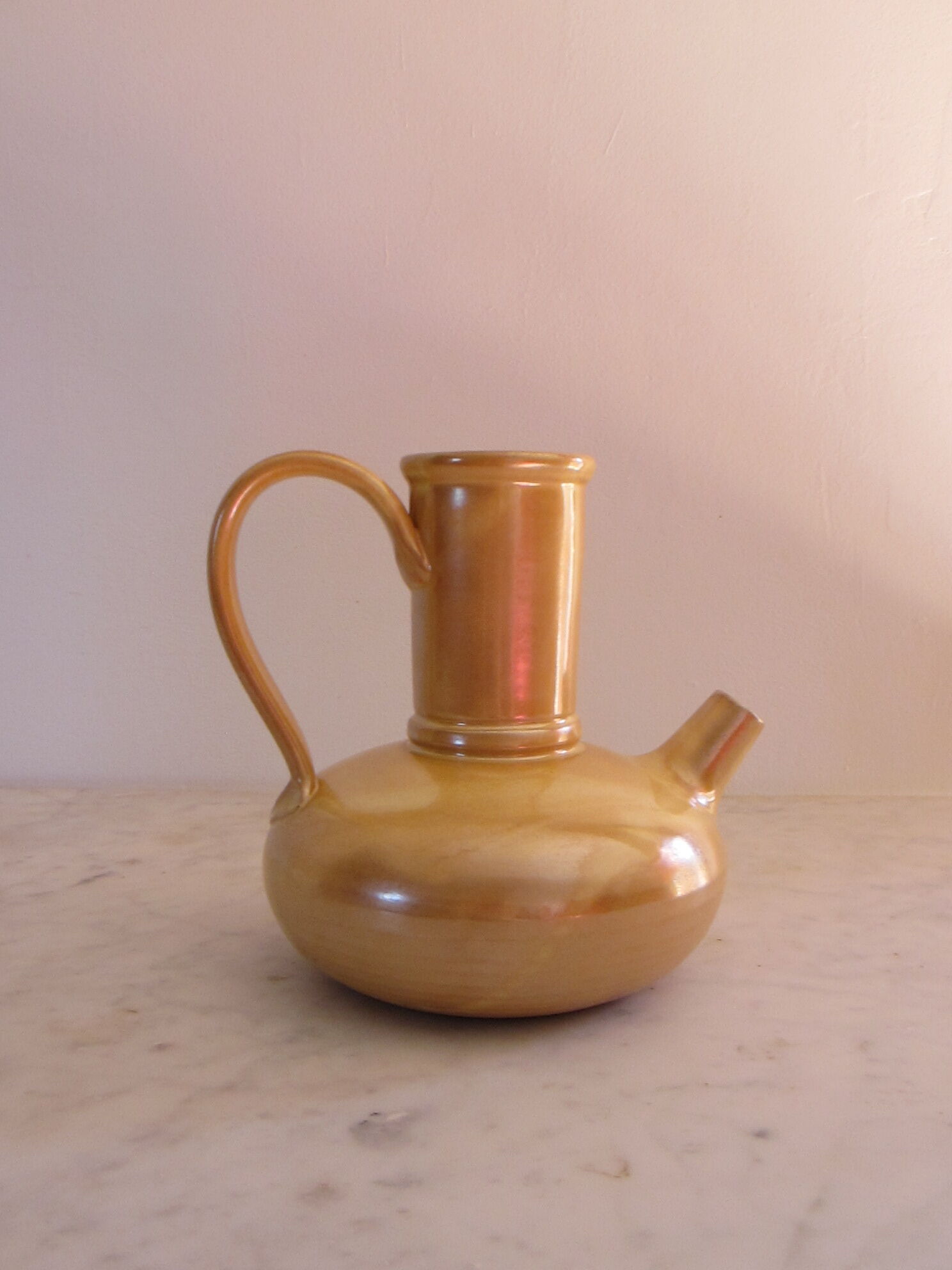 Enamelled terracotta pitcher, from Vallauris.