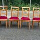 Set of 4 Art Deco Directoire chairs in solid wood and red velvet, 1960.