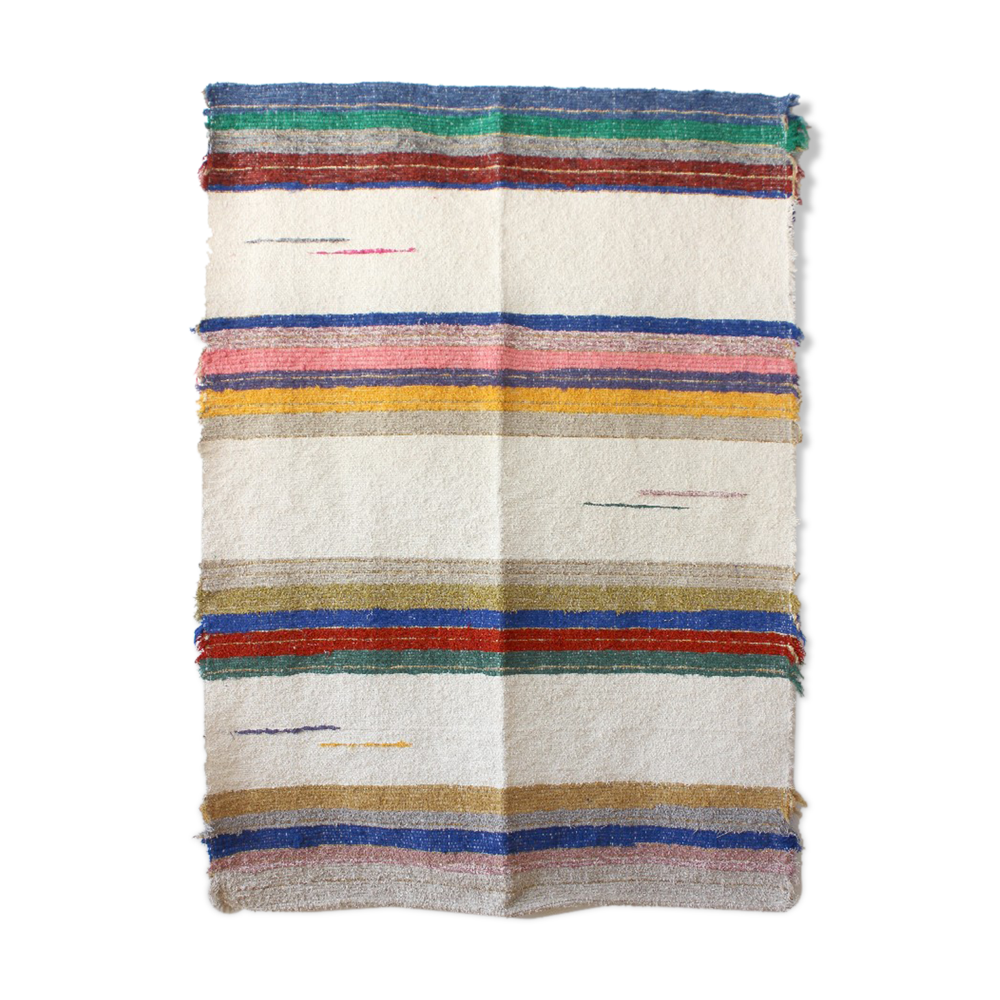Hand-woven handmade rug - 140 x 200 cm - multicolor & white