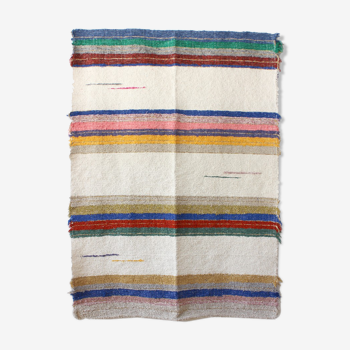 Hand-woven handmade rug - 140 x 200 cm - multicolor & white
