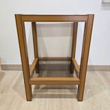 Vintage wood and glass side table – Graphic design – 1970s/1980s