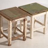 Antique small square tables (circa 1920). 2-piece set