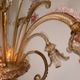 Venetian chandelier in gilded and pink Murano glass, 5 light arms, circa 1930.