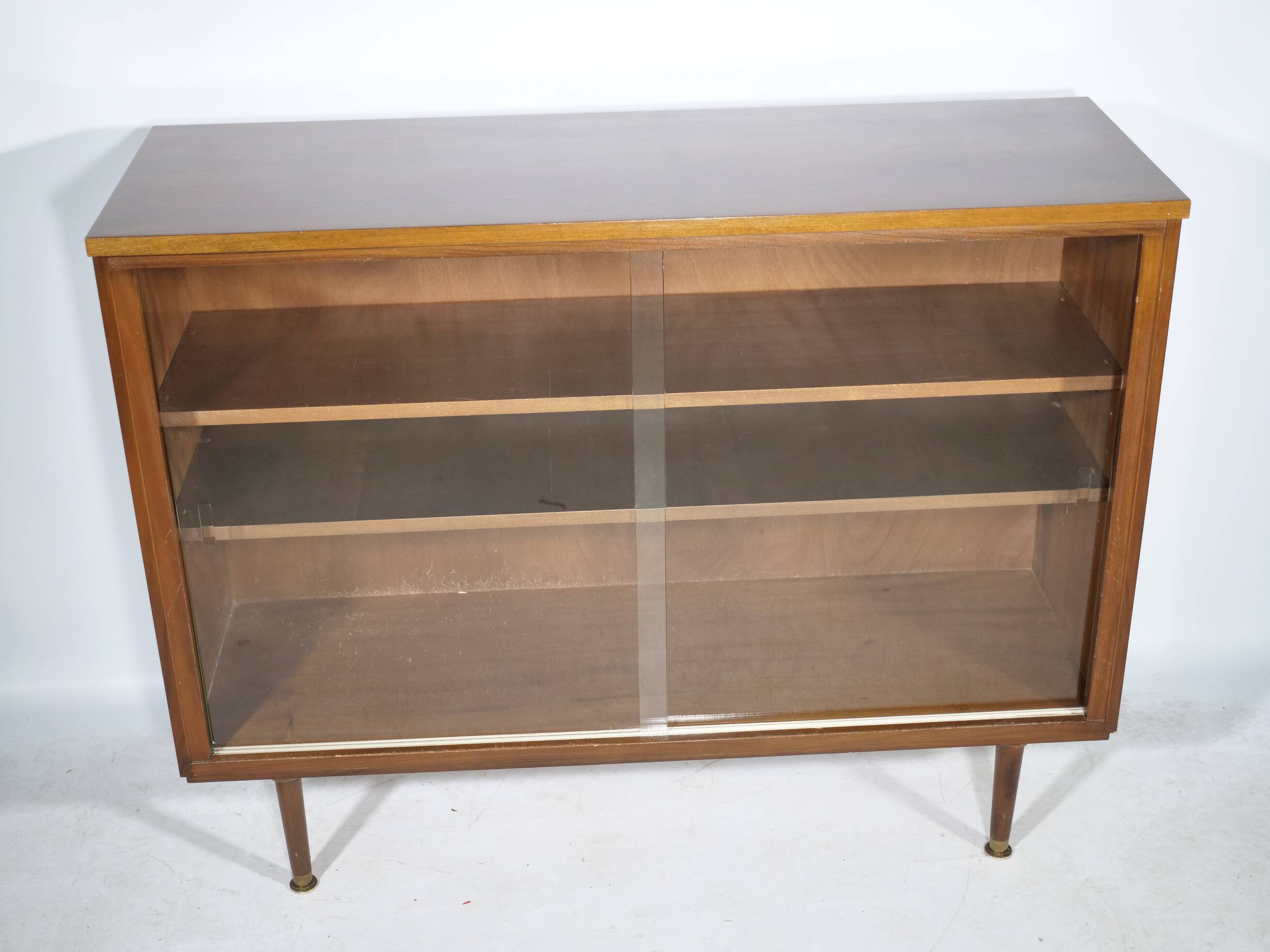 Showcase Cabinet 1960s Sideboard Sliding Door Walnut