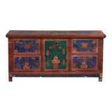 Coffre ancien peint à la main avec des motifs floraux (Année 1907) #100