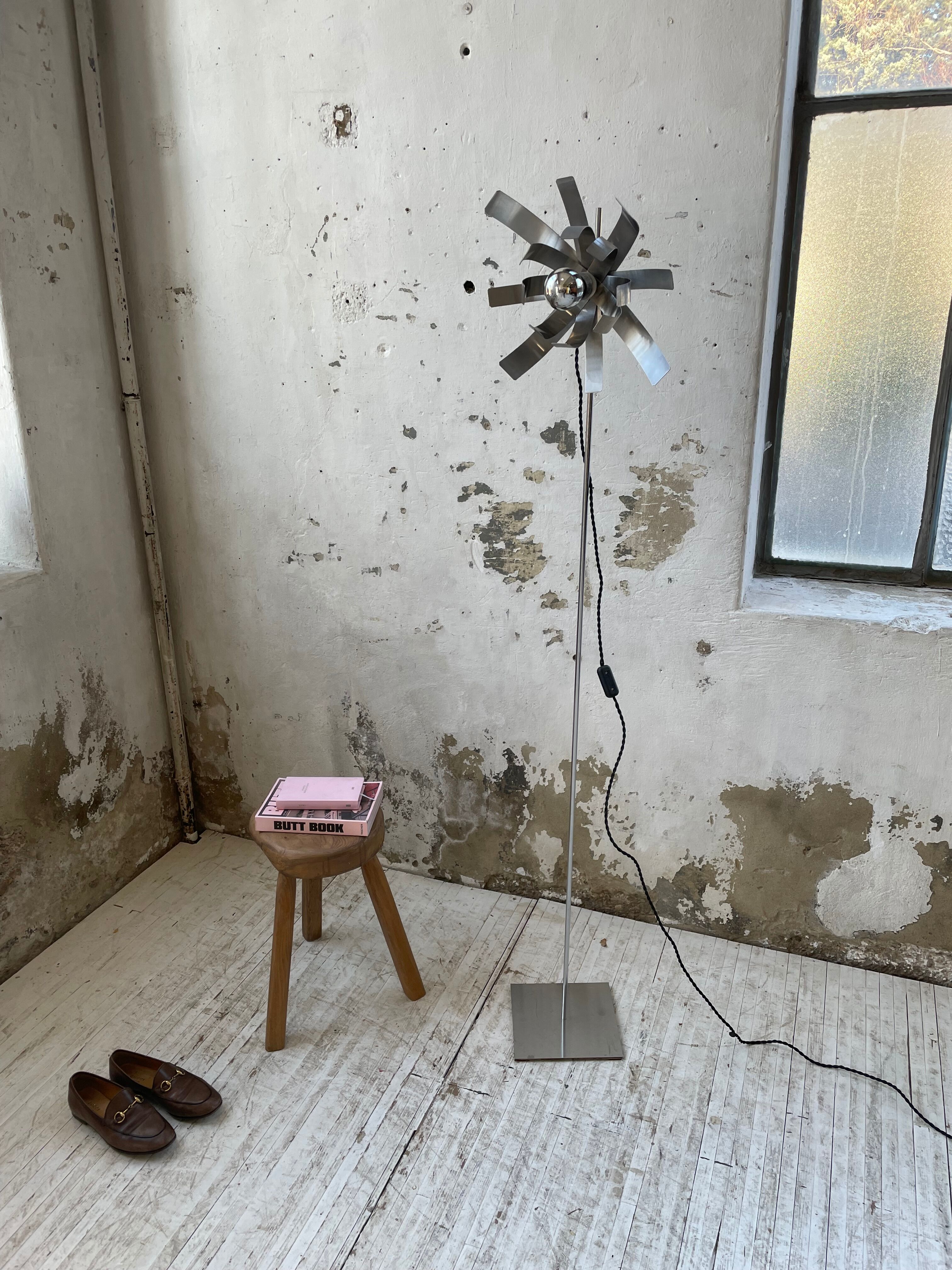 Floor lamp chrome 'flower' design Jacques Veyrat-Masson and Philippe Rogier, edited by Oxar