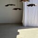 Very large wavy flat leaf suspension in smooth teak D:60