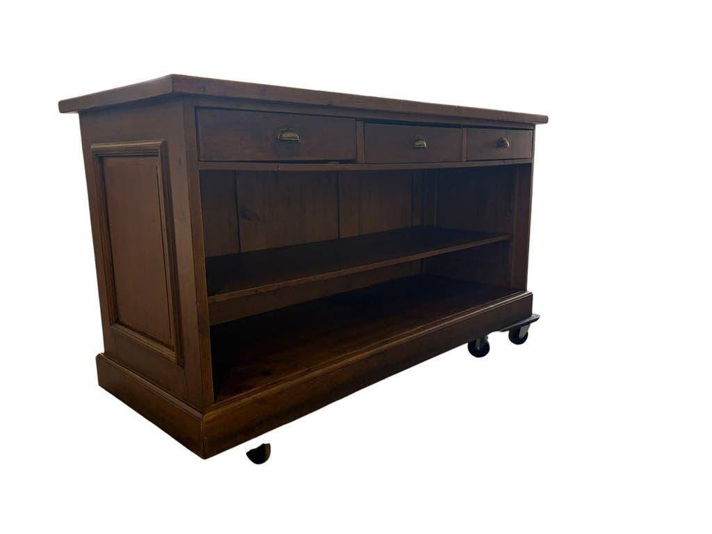 Comptoir de magasin, îlot de cuisine vintage en bois