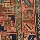 Old Turkish Kazak Rug 226x135 cm vintage tribal carpet, Red and Blue Large