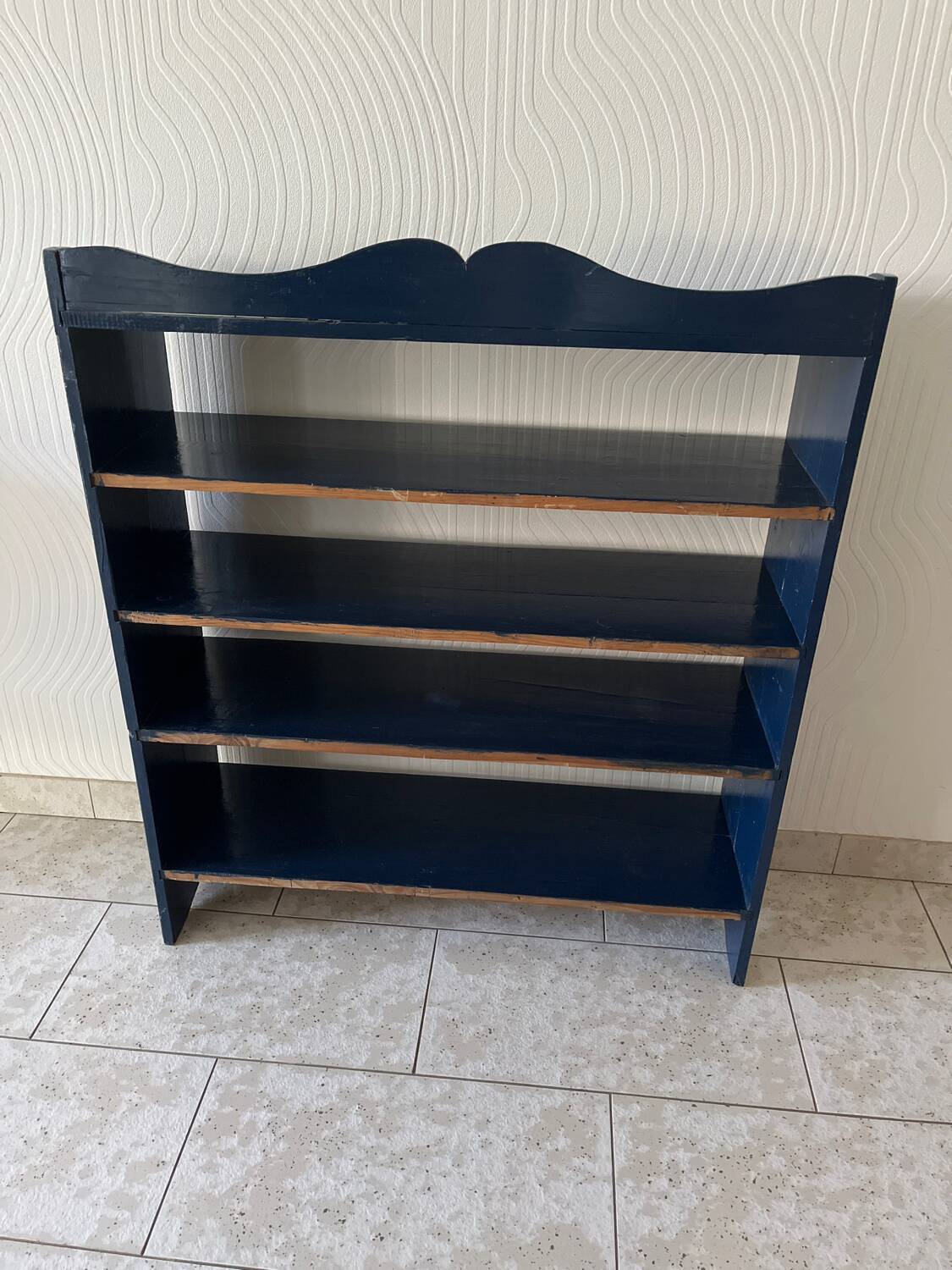 Vintage midnight blue bookcase shelf