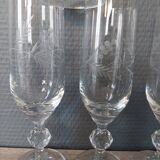 Set of 6 champagne flutes in chiseled crystal
