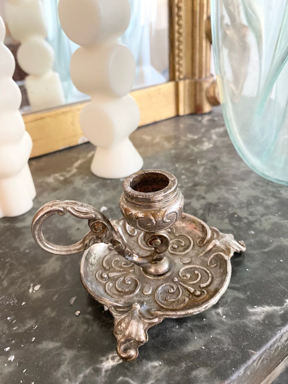 Brass cellar rat candle holder