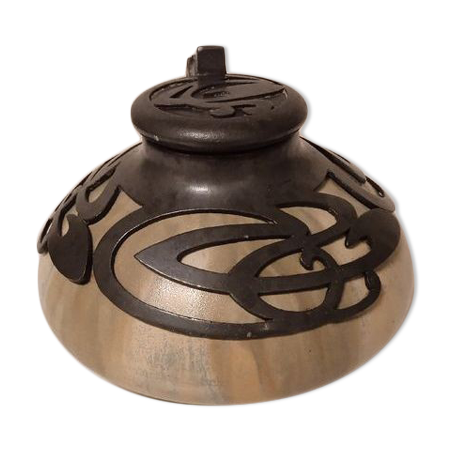 Inkwell old ceramic tin