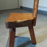 Tripod chair for children, Scandinavian brutalist chalet design.