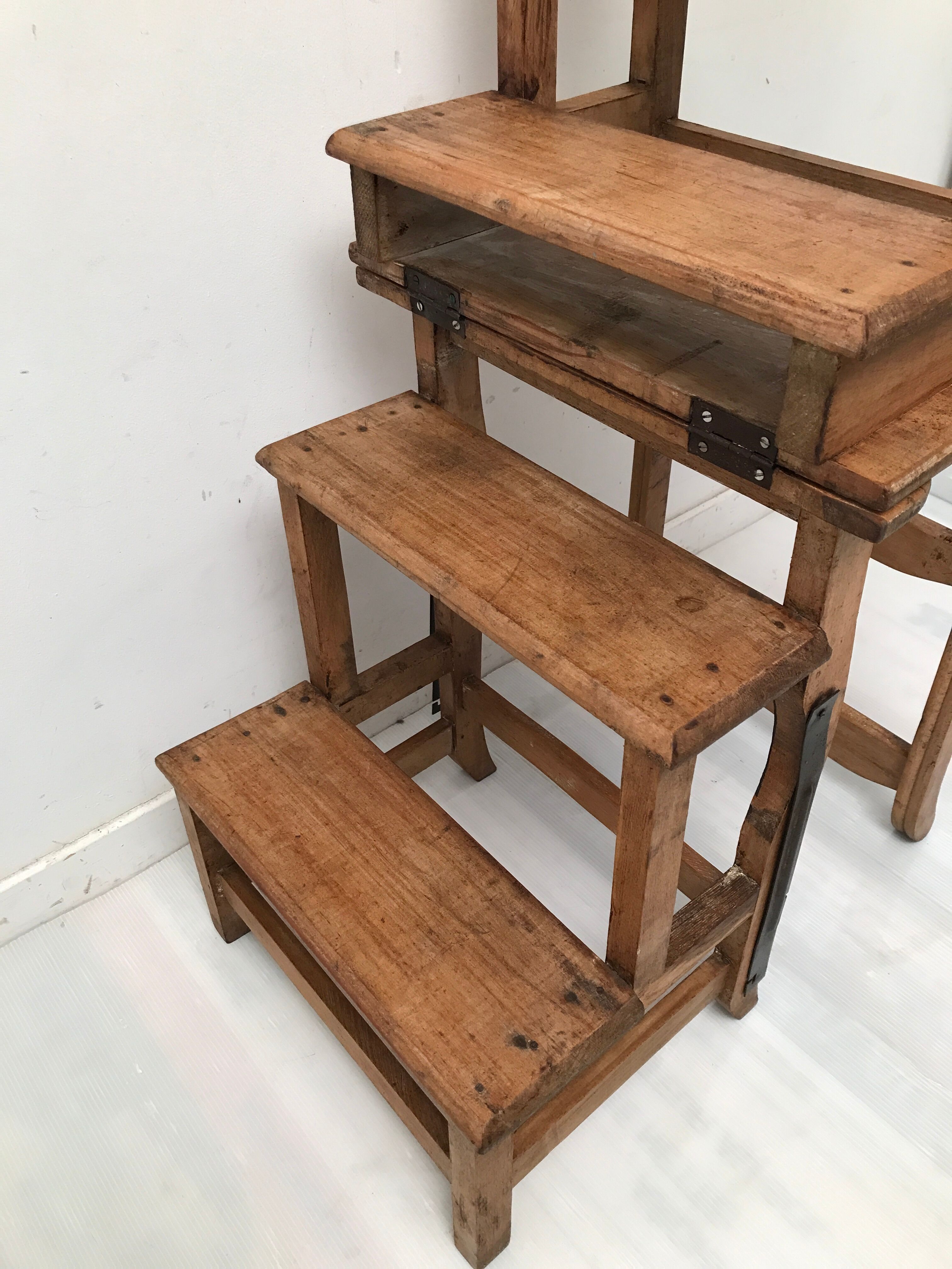 Stepladder armchair oak bookcase 50s-60s