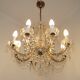 Mid-Century Brass Glass & Crystal Maria Theresa Style 8 Arm Chandelier 5446