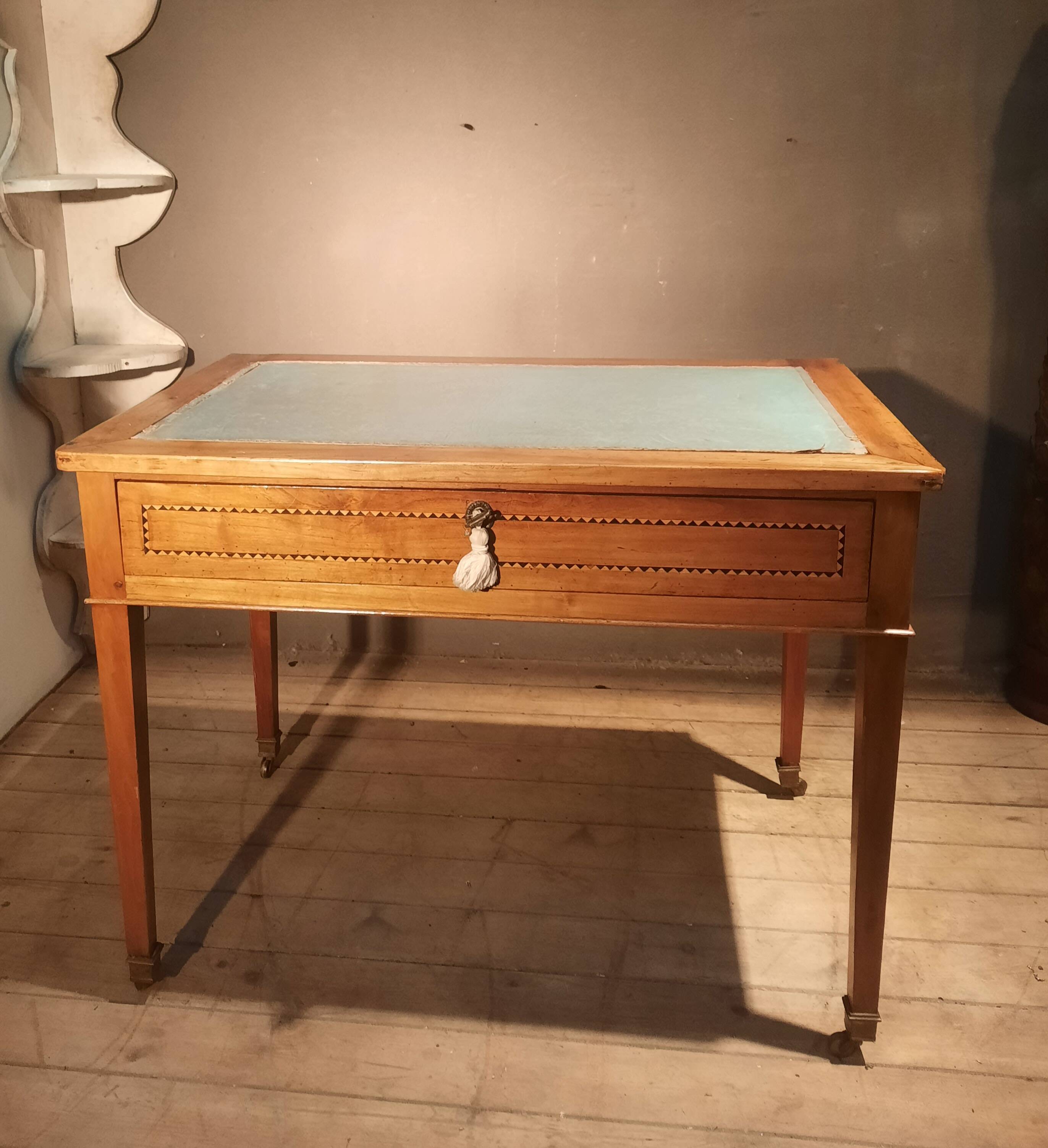 Yellow wooden writing table